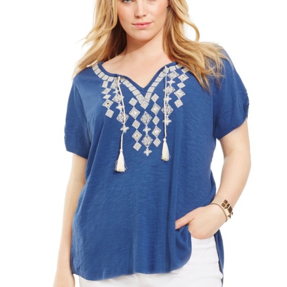 Style & Co. Tops - Style & Co Peasant  Blouse Periwinkle Size Large
